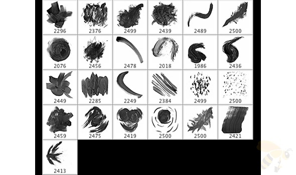 24套大气实用的水彩+泼墨笔刷下载（已打包）-小微资源网