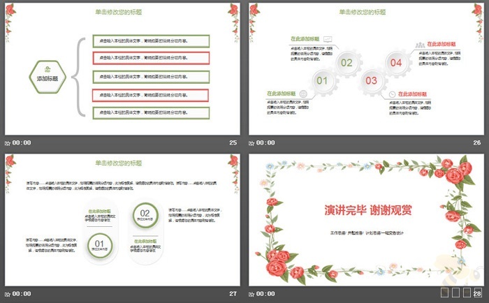 小清新韩范花卉边框PPT模板-小微资源网